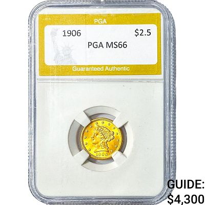 1906 $2.50 Gold Quarter Eagle PGA MS66