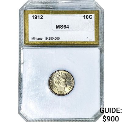 1912 Barber Dime PCI MS64