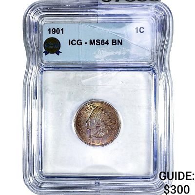 1901 Indian Head Cent ICG MS64 BN