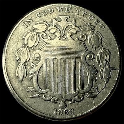 1869 Shield Nickel NEARLY UNCIRCULATED