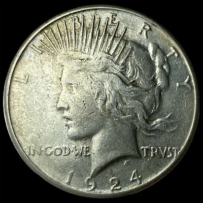 1924-S Silver Peace Dollar CLOSELY UNCIRCULATED. 1924-S Silver Peace Dollar CLOSELY UNCIRCULATED