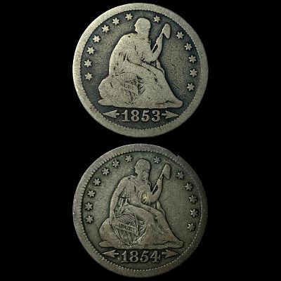 1853 Arrows/Rays Seated Liberty Quarter LIGHTLY CIRCULATED. 1853 Arrows/Rays Seated Liberty 