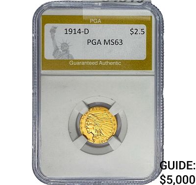 1914-D $2.50 Gold Quarter Eagle PGA MS63