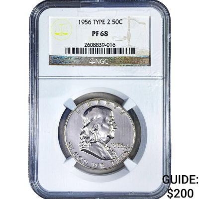 1956 Franklin Half Dollar NGC PF68 Type 2