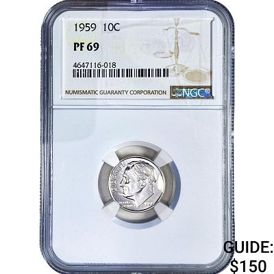 1959 Roosevelt Dime NGC PF69