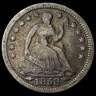 1853 Arrows Seated Liberty Half Dime NEARLY UNCIRCULATED. 1853 Arrows Seated Liberty Half Dime 