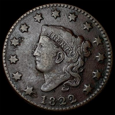 1822 Coronet Head Large Cent LIGHTLY CIRCULATED. 1822 Coronet Head Large Cent LIGHTLY CIRCULATED