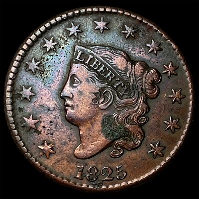1825 Coronet Head Large Cent NEARLY UNCIRCULATED. 1825 Coronet Head Large Cent NEARLY UNCIRCULATED