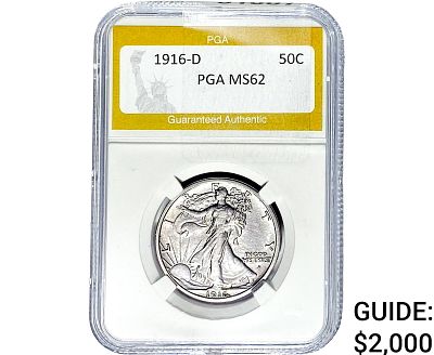 1916-D Walking Liberty Half Dollar PGA MS62