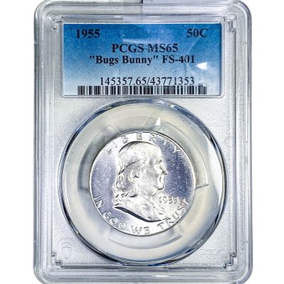 1955 Franklin Half Dollar PCGS MS65 "Bugs Bunny"