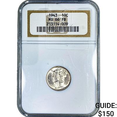 1943 Mercury Silver Dime NGC MS66 FB