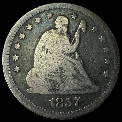 1857-O Silver Seated Liberty Quarter LIGHTLY CIRCULATED. 1857-O Silver Seated Liberty Quarter 
