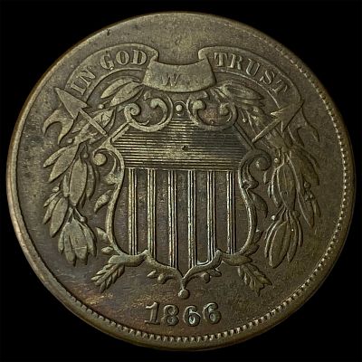 1866 Two-Cent Piece CHOICE AU