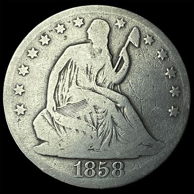 1858-O Silver Seated Liberty Half Dollar NICELY CIRCULATED