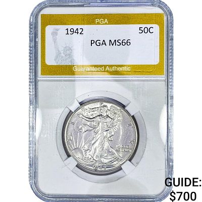 1942 Walking Liberty Half Dollar PGA MS66