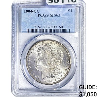 1884-CC Morgan Silver Dollar PCGS MS63