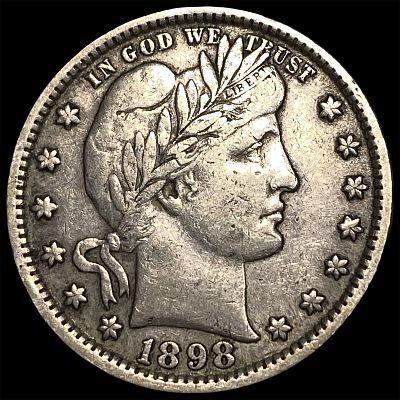 1898 Silver Barber Quarter CLOSELY UNCIRCULATED