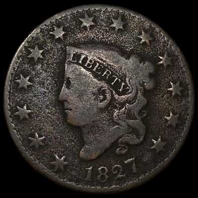 1827 Coronet Head Large Cent LIGHTLY CIRCULATED. 1827 Coronet Head Large Cent LIGHTLY CIRCULATED