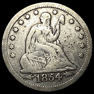 1854 Arrows Seated Liberty Quarter LIGHTLY CIRCULATED. 1854 Arrows Seated Liberty Quarter 