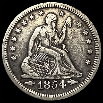 1854 Arrows Seated Liberty Quarter NEARLY UNCIRCULATED. 1854 Arrows Seated Liberty Quarter 