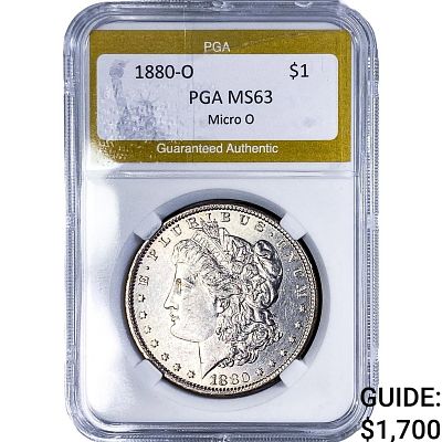 1880-O Morgan Silver Dollar PGA MS63 Micro O