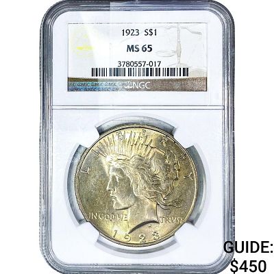 1923 Silver Peace Dollar NGC MS65