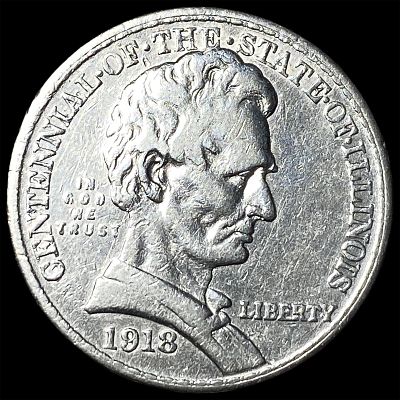 1918 Silver Illinois Half Dollar NEARLY UNCIRCULATED. 1918 Silver Illinois Half Dollar NEARLY 
