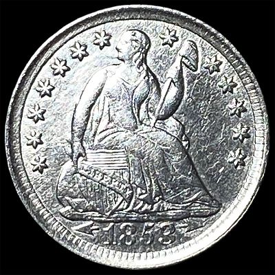 1853 Seated Liberty Half Dime NICELY CIRCULATED. 1853 Seated Liberty Half Dime NICELY CIRCULATED