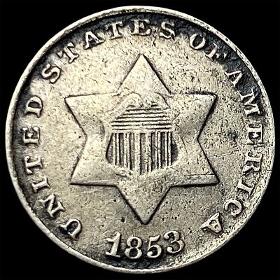 1853 Silver Three-Cent Piece LIGHTLY CIRCULATED. 1853 Silver Three-Cent Piece LIGHTLY CIRCULATED