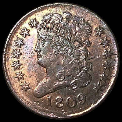1809 Classic Head Half Cent CLOSELY UNCIRCULATED. 1809 Classic Head Half Cent CLOSELY UNCIRCULATED