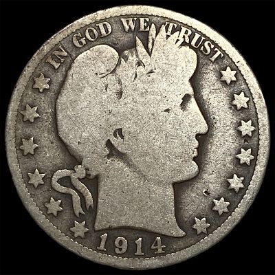 1914 Silver Barber Half Dollar NICELY CIRCULATED. 1914 Silver Barber Half Dollar NICELY CIRCULATED