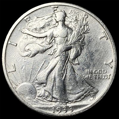1933-S Silver Walking Liberty Half Dollar CHOICE AU. 1933-S Silver Walking Liberty Half Dollar 
