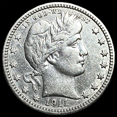 1911-D Barber Silver Quarter CHOICE AU