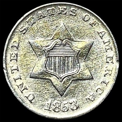 1853 Silver Three-Cent Piece CHOICE AU