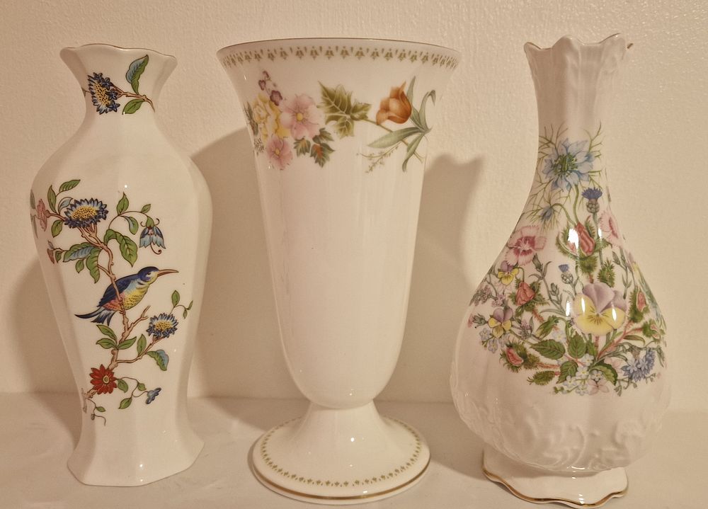 Three Vases Wedgwood And Aynsley . No chips or cracks