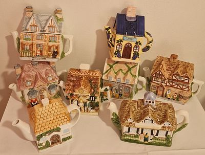 Selection Of House Themed Teapots . 8 novelty teapots