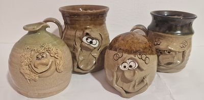 Four Pretty Ugly Pottery Items . To include cups and other
