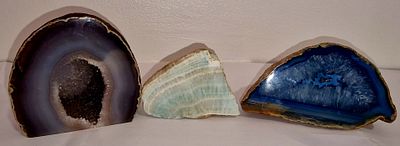 Selection Of Three Geodes . Good size heavy Geodes