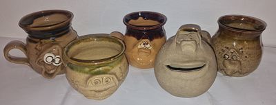 Selection Of Five Pretty Ugly Pottery Items . To include cups and others
