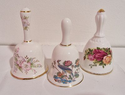 Selection Of Three Bells To Include Wedgwood AndRoyal Albert Country Roses . No chips or cracks