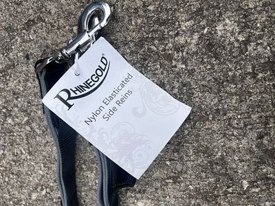 Elasticated Side Reins. Rhinegold, Black full size, brand new with tags