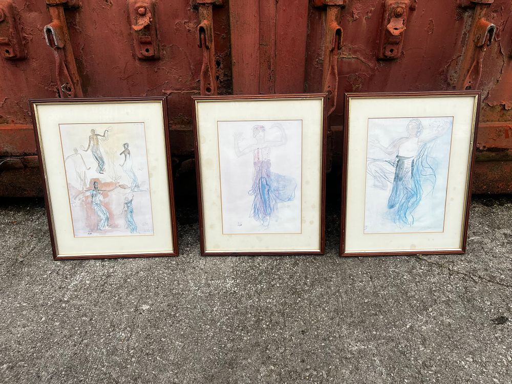 Three Paintings. All in matching frames