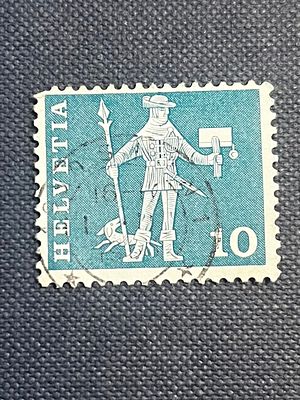 Switzerland 1960 Fribourg Cantonal Messenger 10 Rappen Used Postage Stamp. A Switzerland 1960 
