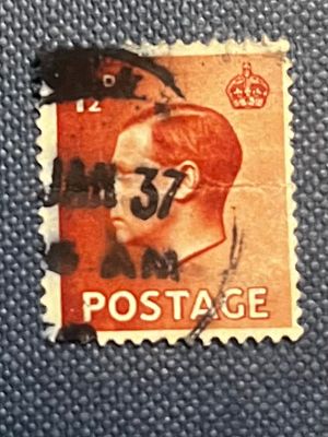 Great Britain King Edward VIII 1 1/2d Used Postage Stamp. A Great Britain King Edward VIII 1 