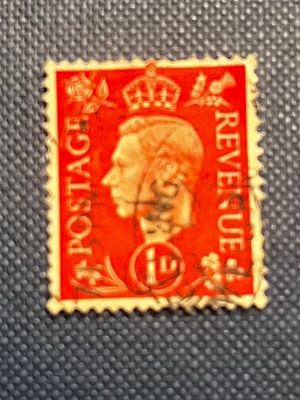 Great Britain King George VI 1d Postage Revenue Stamp, Used, Scott #236. A Great Britain King 