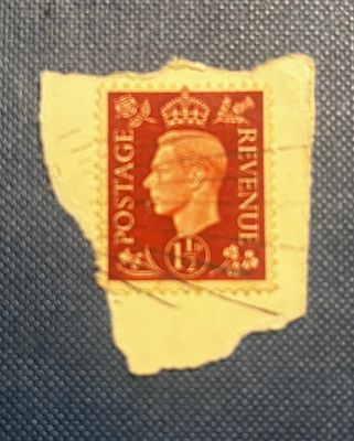 Great Britain King George VI Postage Revenue 1½d Brown Used Stamp. A Great Britain King George 