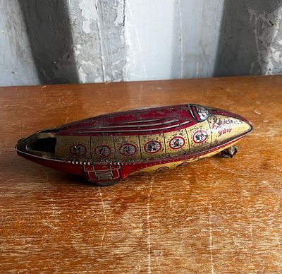 Tin plate vintage space ship toy