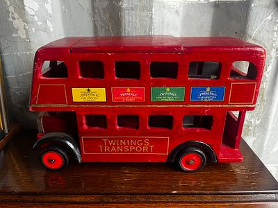 Twinings Tea Caddy - London Bus. Painted wood
