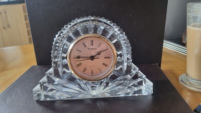 Waterford crystal mantle clock with quartz movement no chips or cracks untested as no specific 