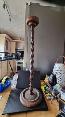 Wooden barley twist stand . Wooden barley twisted stand approximately 25 inches tall was used at 